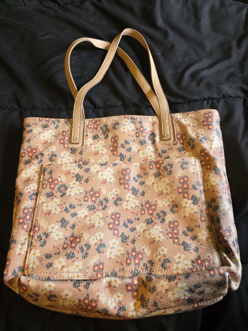 LC Lauren Conrad Floral Canvas Tote with Tan Handles - Pink Floral